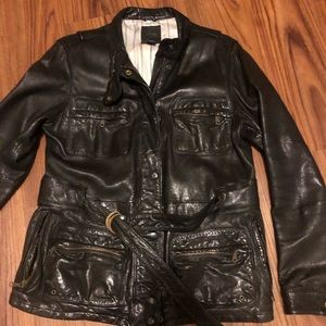 Vintage Gap large unique black leather jacket